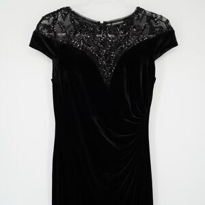 Adrianna Papell Women's Cocktail Black Velvet Lace Dress Size 2 Whimsigoth Dark